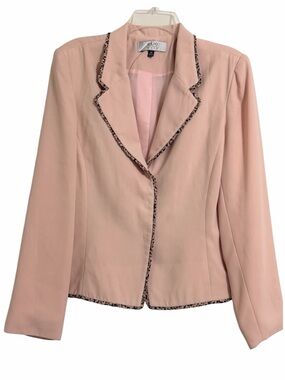 CLIO  2  Blush Pink Tailored Blazer with Leopard Trim